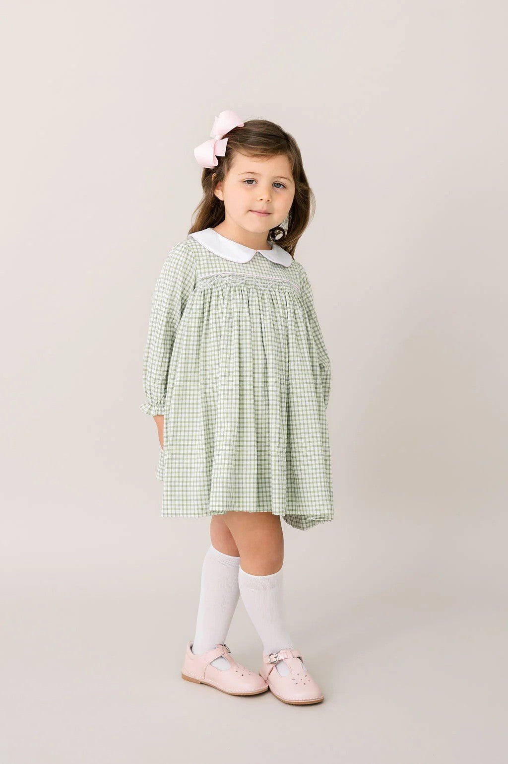Lullaby SetLullaby Set Girls Michelle Dress - Grove Park Green WindowpaneBabysupermarket