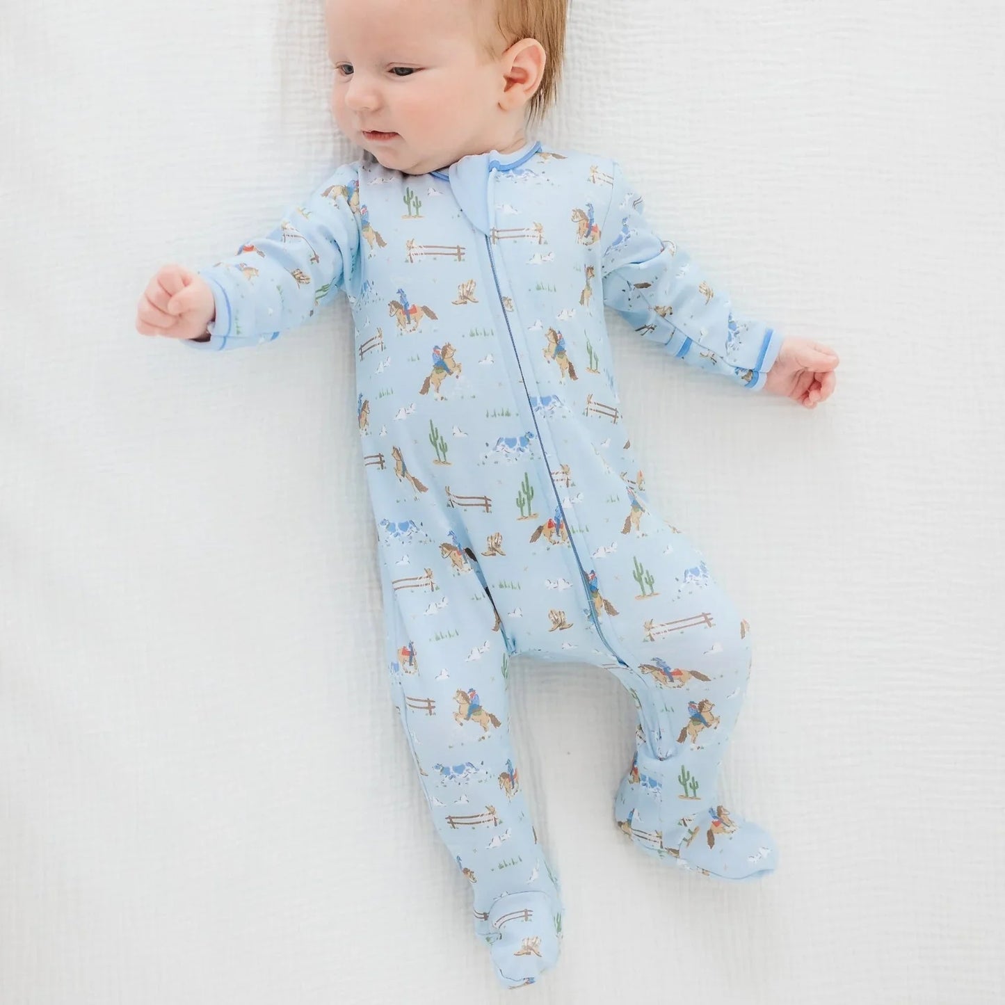 Magnolia Baby Infant Sleepwear Boy Luna & Arlo Boys Little Wranglers Zip Footie