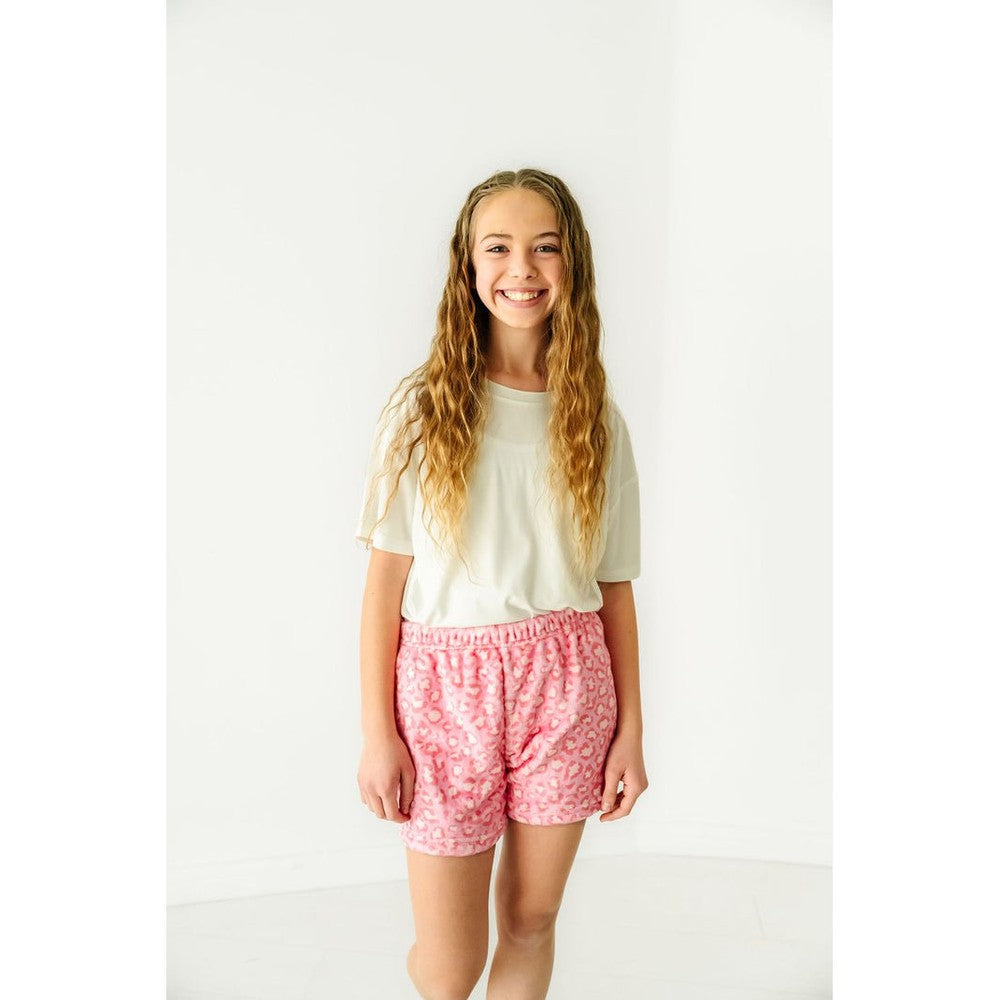 Macaron & Me Pink Leopard Plush Shorts babysupermarket