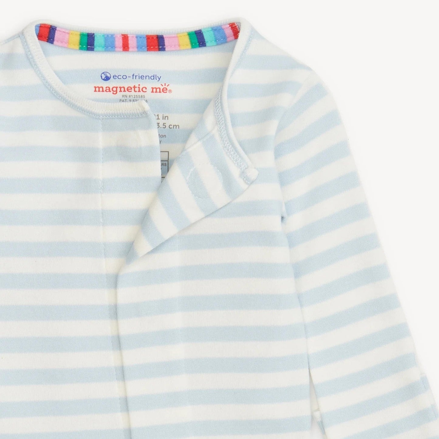 Magnetic Me Blue Stripe Organic Cotton Magnetic Footie