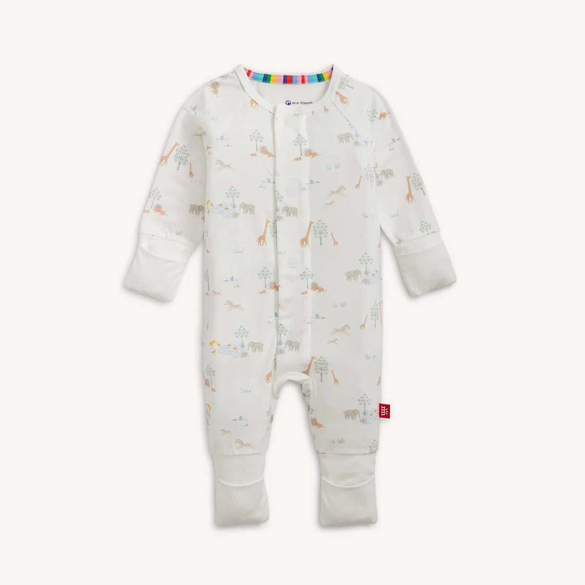 Magnetic Me Infant Sleepwear Unisex Magnetic Me Serene Safari White Modal Convertible Coverall