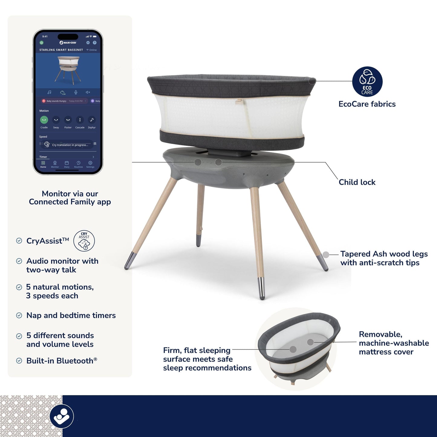 Maxi-Cosi Bassinets Maxi-Cosi Kindred Starling Smart Bassinet