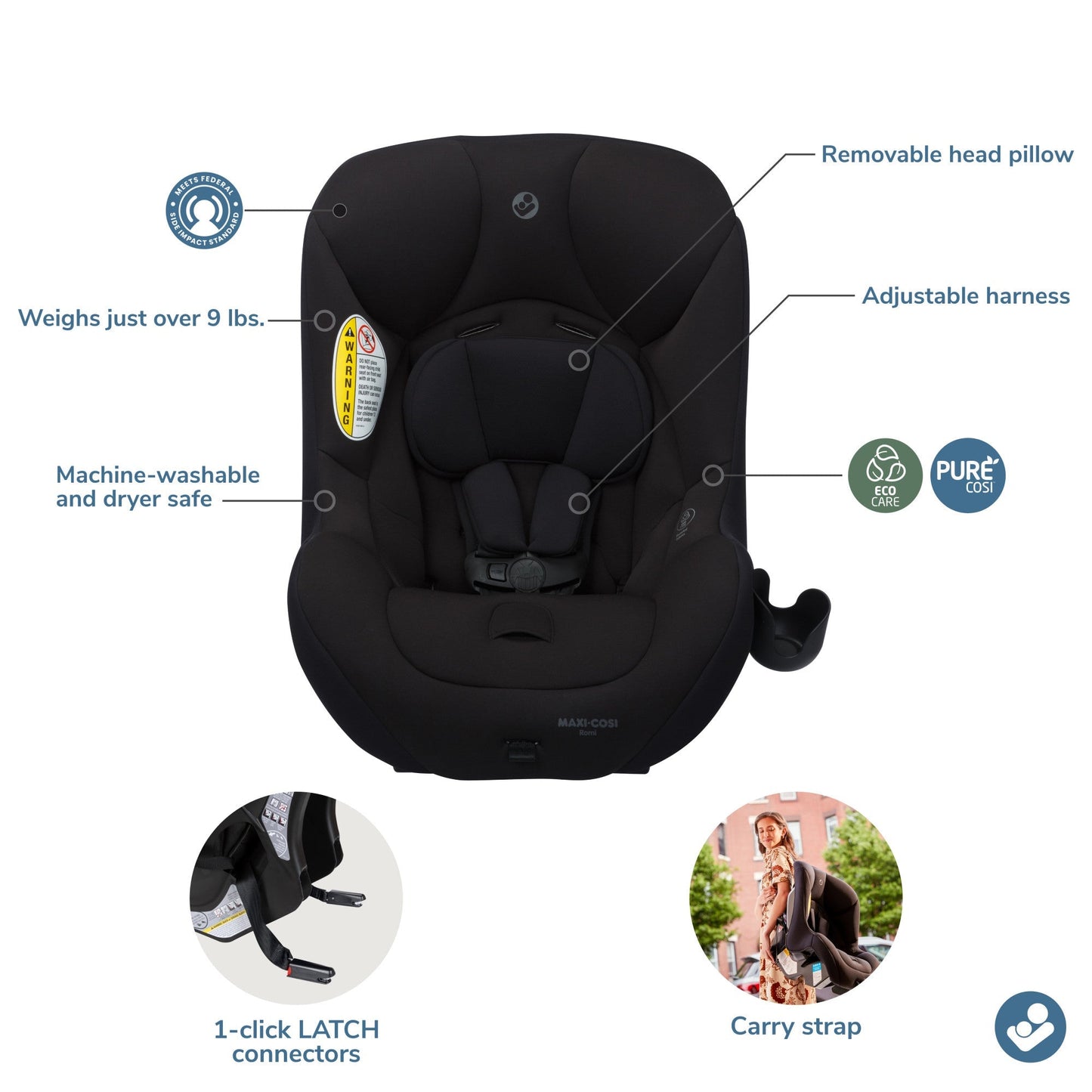 Maxi-Cosi Car Seats - Convertible Black Maxi-Cosi Romi 2-in-1 Convertible Car Seat