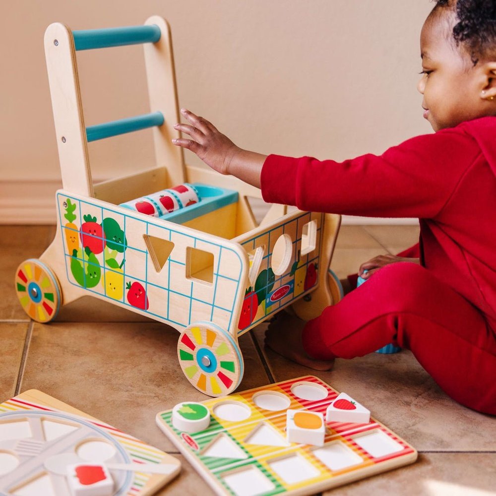 Melissa and Doug Wooden Shape Sorting Grocery Cart