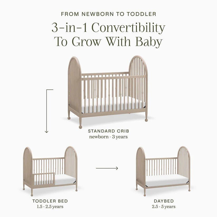 Namesake Alouette 3-in-1 Convertible Spindle Crib in Washed Pine