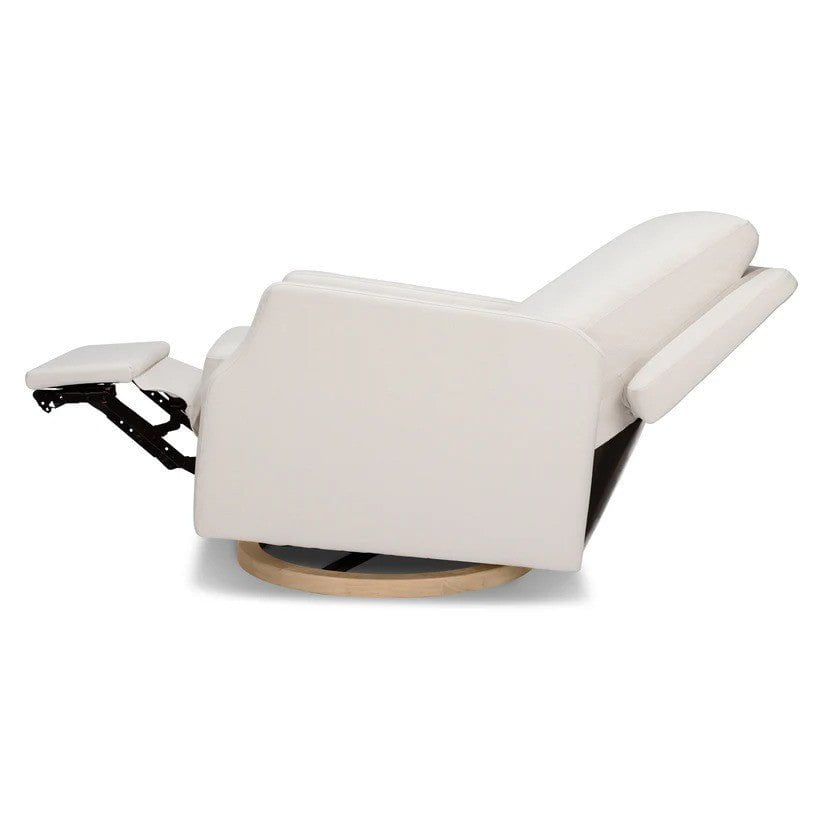 Namesake Crewe Electronic Swivel Glider Recliner in Performance Cream Eco-Weave w/Light Wood Base