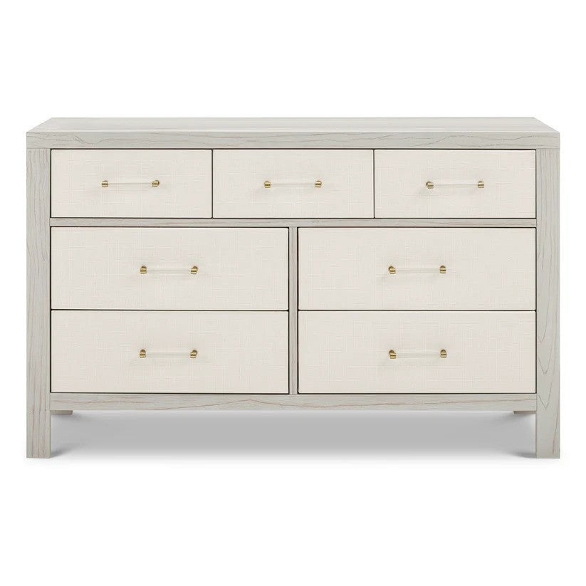 Namesake Eloise 7-Drawer Assembled Dresser in White Driftwood and Performance Pearl Eco-Weave