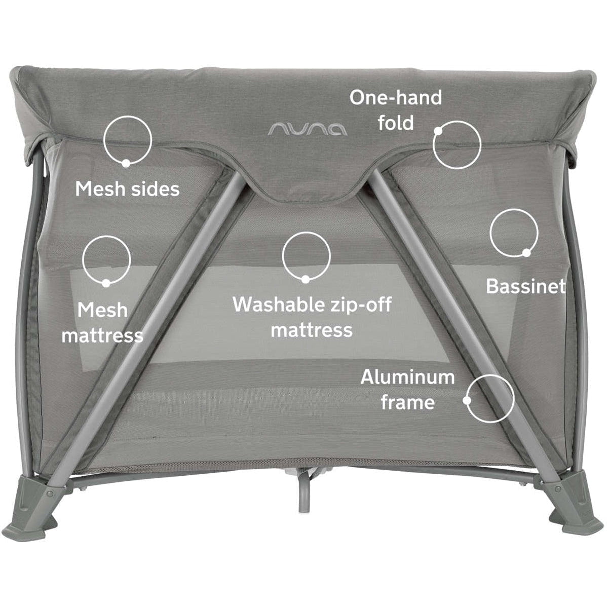 NUNA Playpens Frost Nuna COVE Aire Go Playard + Bassinet