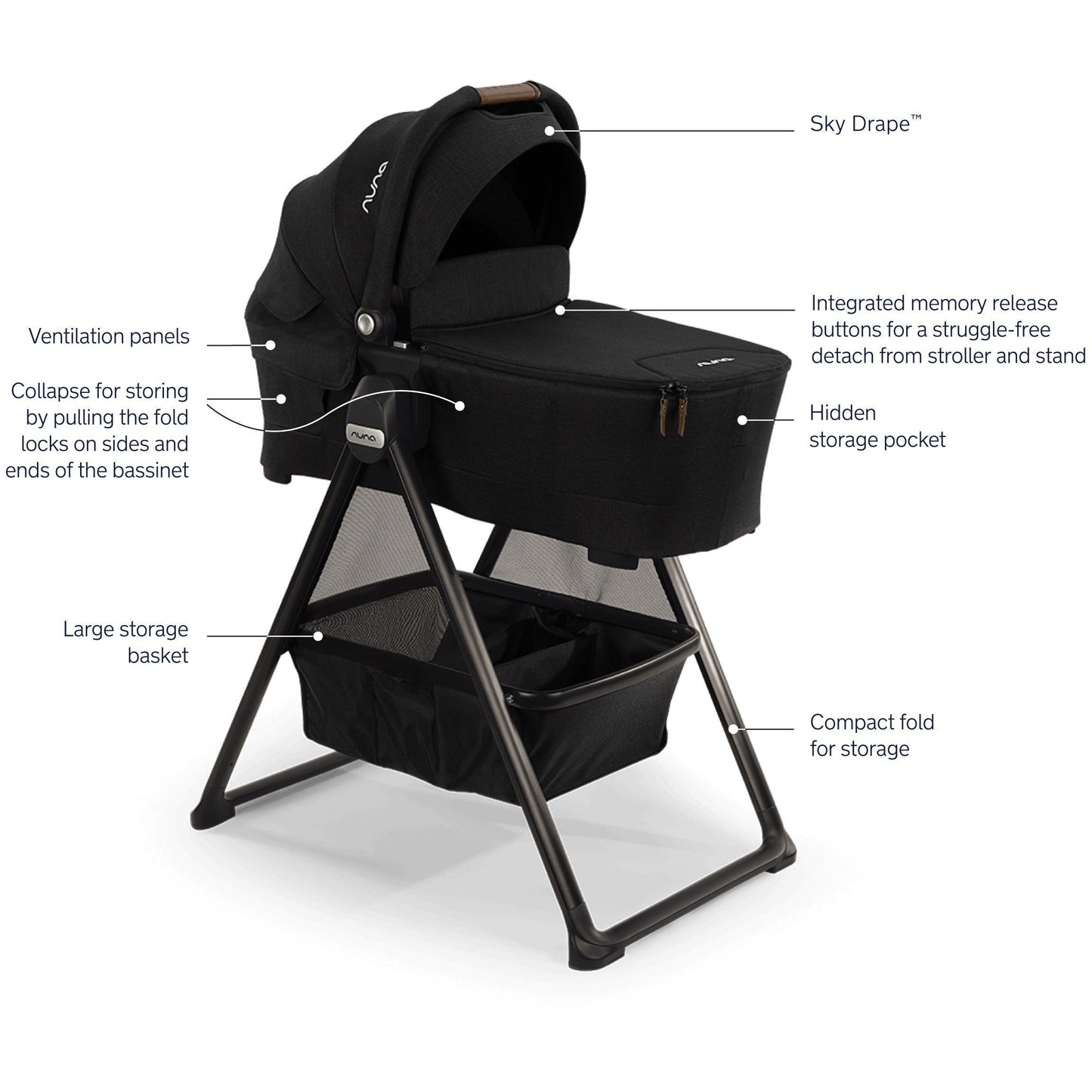 NUNA Accessories Caviar Nuna LYTL Bassinet + Stand