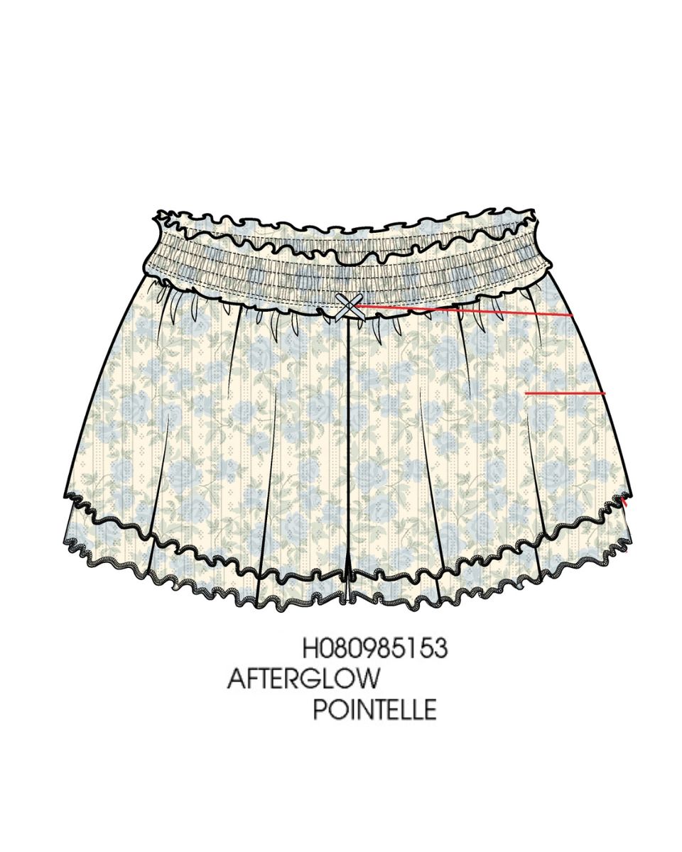 Paper Flower Afterglow / 7/8 Paper Flower Girls Floral Smocked Waistband Skort - Afterglow