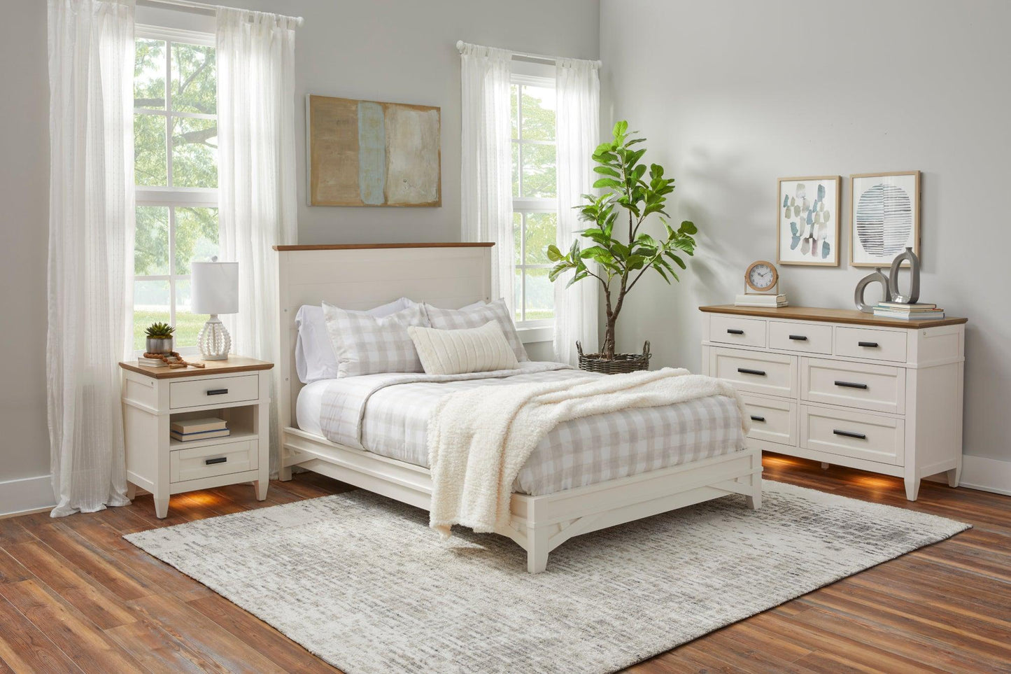 Parker House Dressers Linen / Warm Oak Parker House Artisan 7-Drawer Dresser with Lights