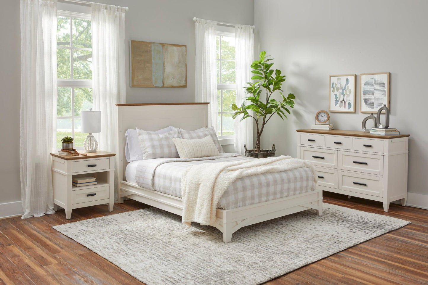 Parker House Dressers Linen / Warm Oak Parker House Artisan 7-Drawer Dresser with Lights