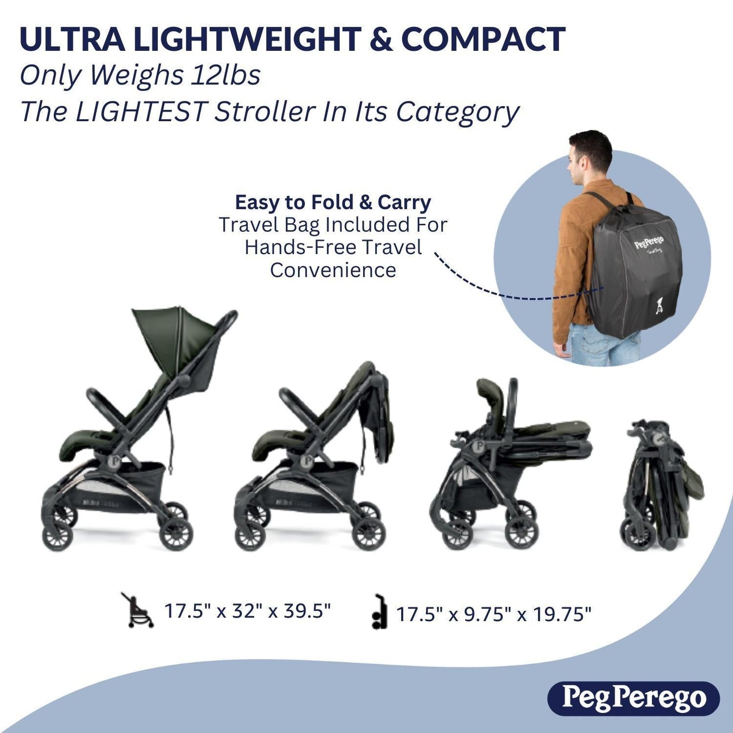 Peg Perego Strollers - Single Peg Perego Volo Stroller + Travel Bag
