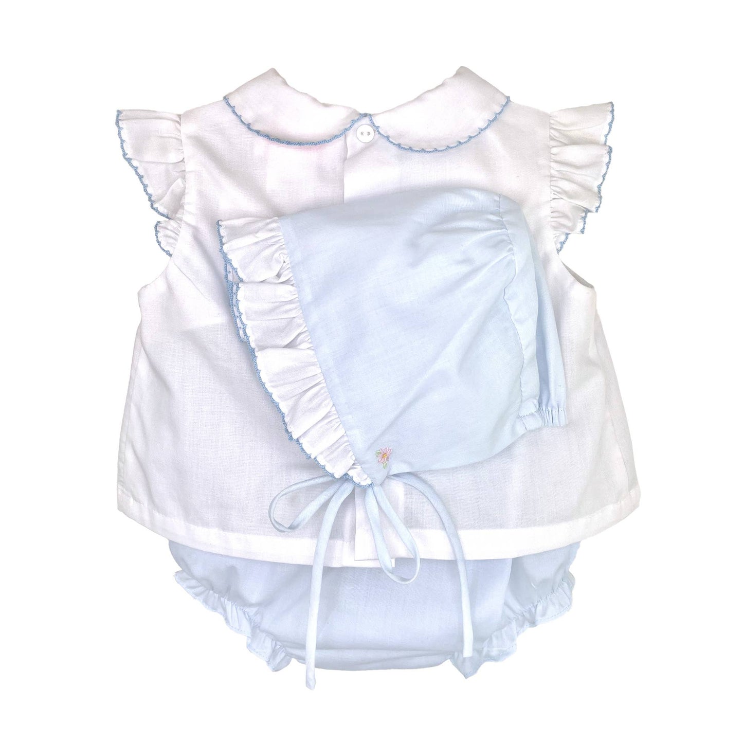 Petit Ami Girls Boat Shadow Stitched Diaper Set
