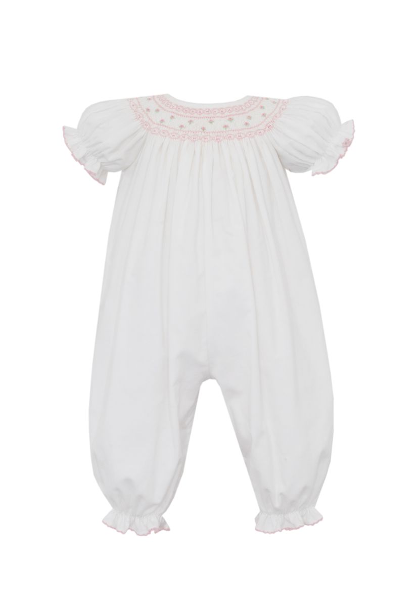 Petit Bebe White / 6 Mo Petit Bebe Girls Lilly White Cord Romper