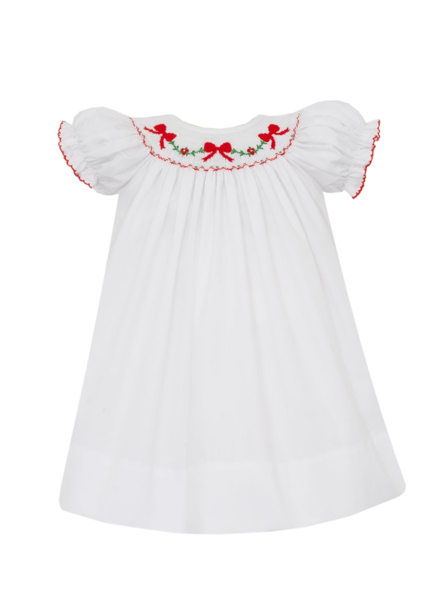 Petit Bebe Red Holiday Bows Bishop Dress