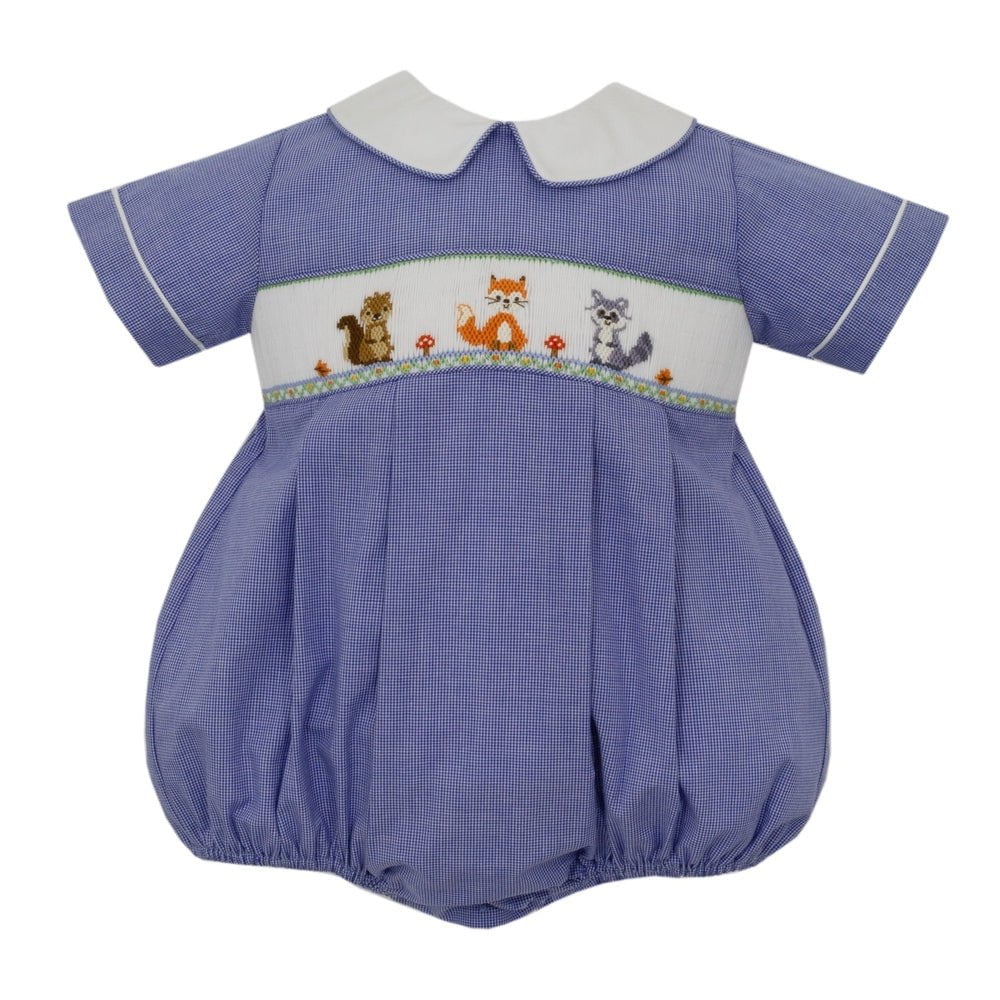 Petit BebePetit Bebe Woodland Friends Royal Blue Micro Check BubbleBabysupermarket