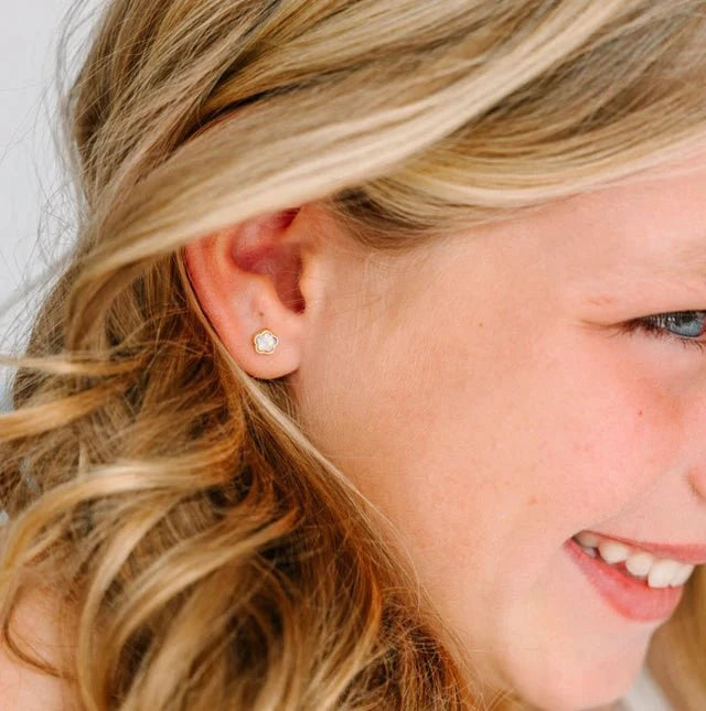 Pierced CoPierced Co Girls Flower Opals EarringsBabysupermarket