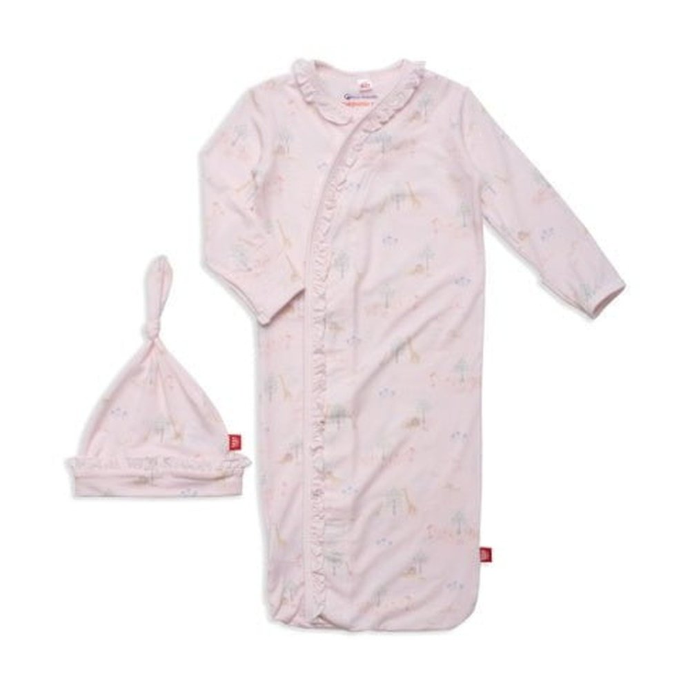 PINK SERENE SAFARI GOWN HAT SET WITH RUFFLES