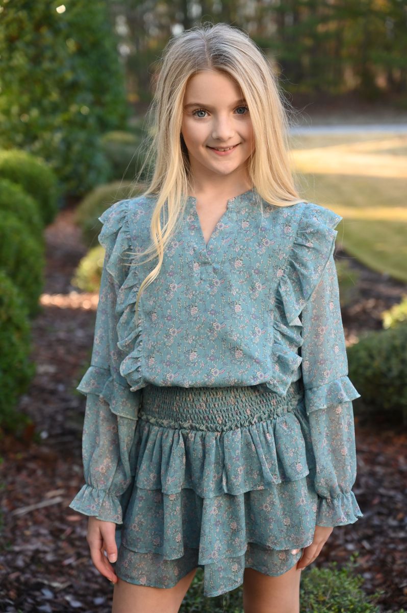 Pleat Pleat Campbell Dress Whimsy Teal