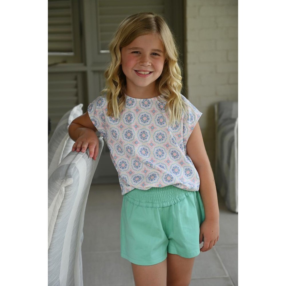 Pleat Chloe Shorts Teal Twill