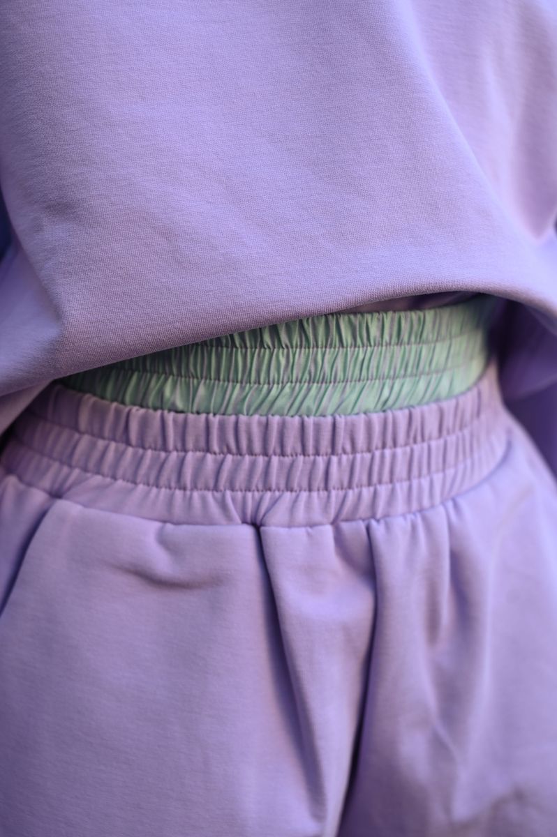 Pleat Pleat Comer Double Banded Shorts Purple