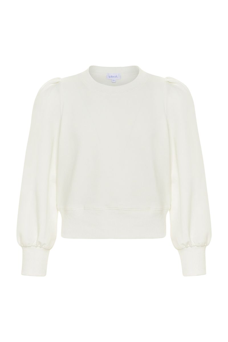 Pleat Girls Shirts White / 7 Pleat Jane Sweatshirt - White