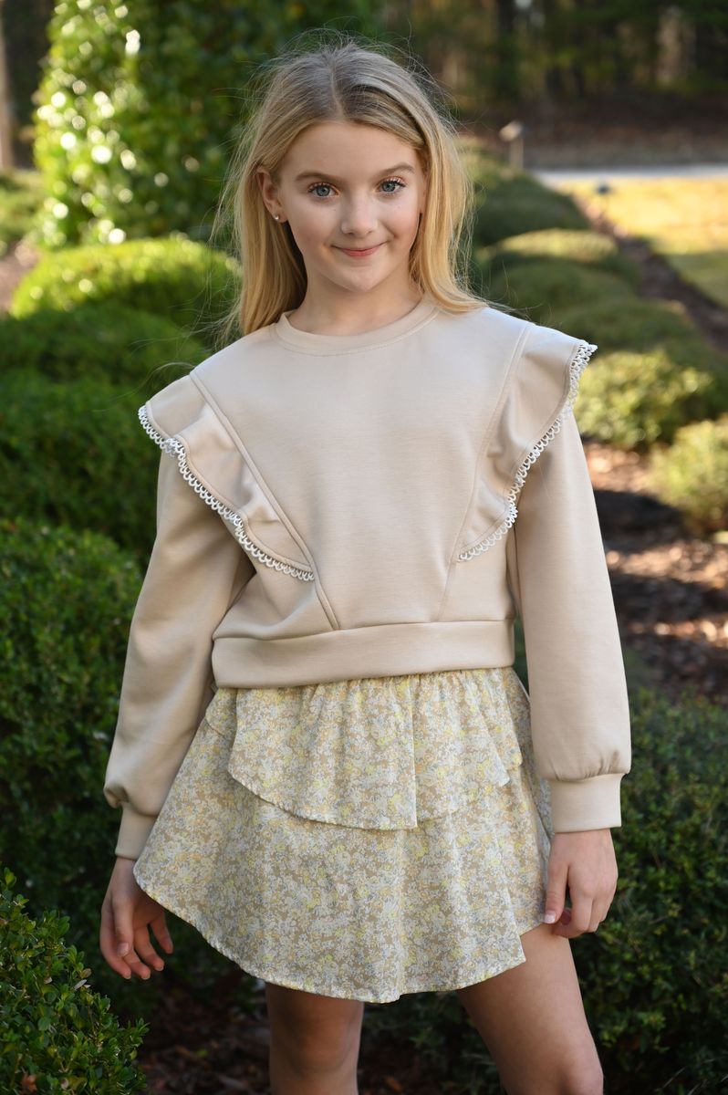 Pleat Livvy Sweatshirt Beige