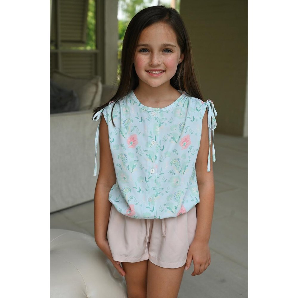 Pleat Maggie Top Pastel Paisley