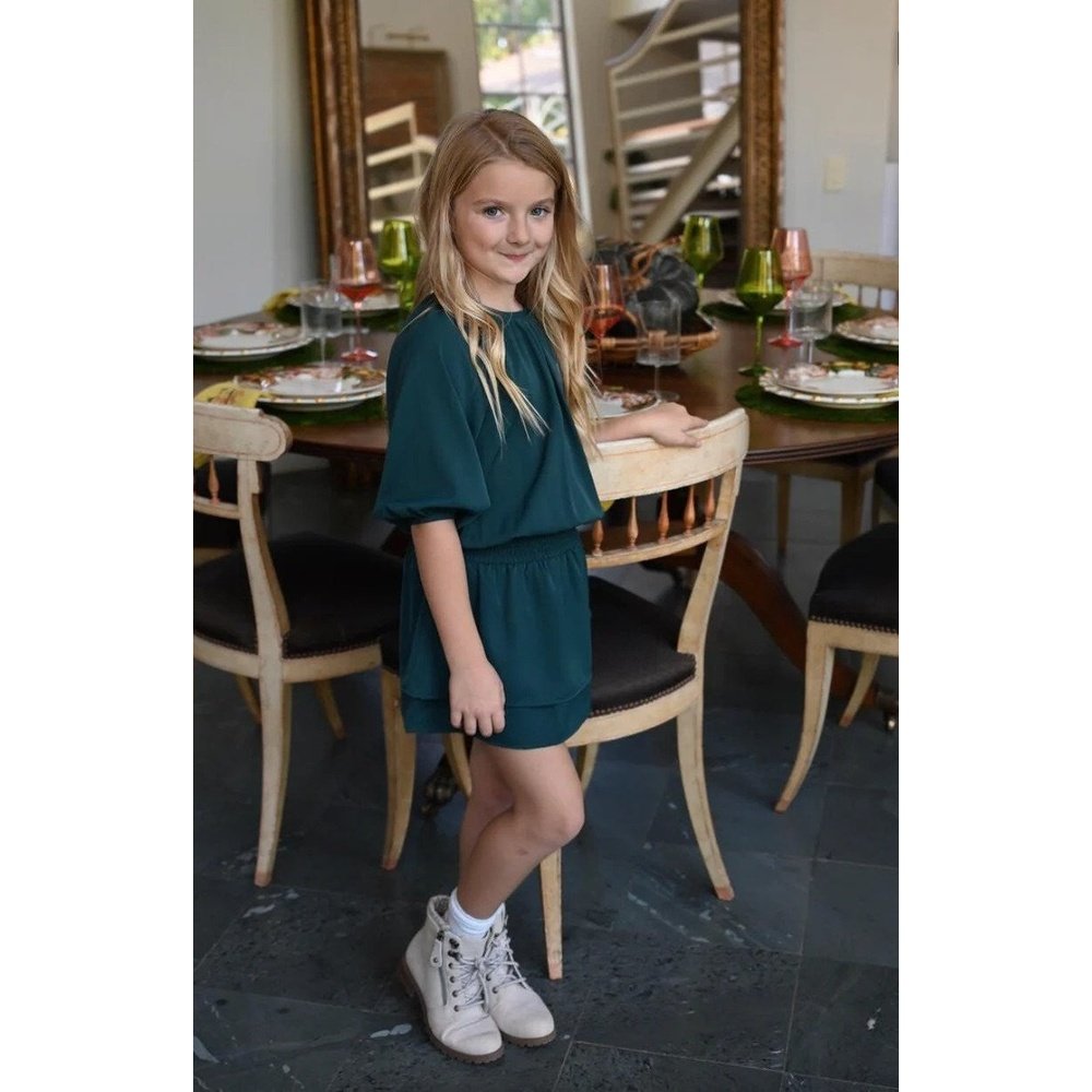 Pleat. Rory Dress Dark Green