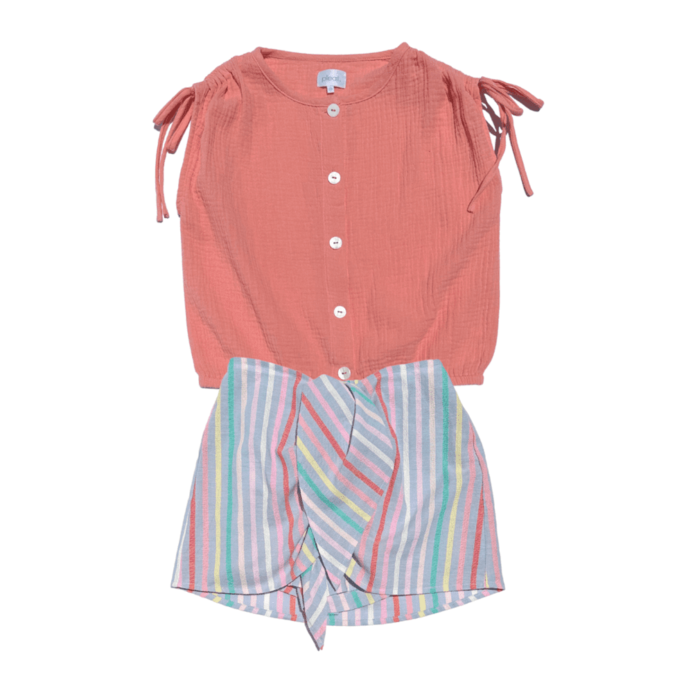 Pleat Stella Wrap Skirt Sorbet Stripe