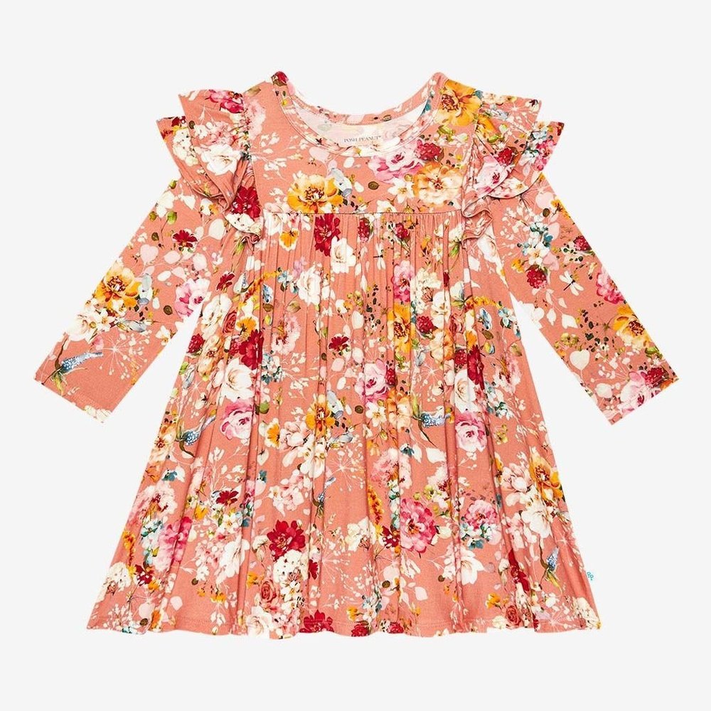 Posh Peanut Celia 3/4 Sleeve Flutter Dress