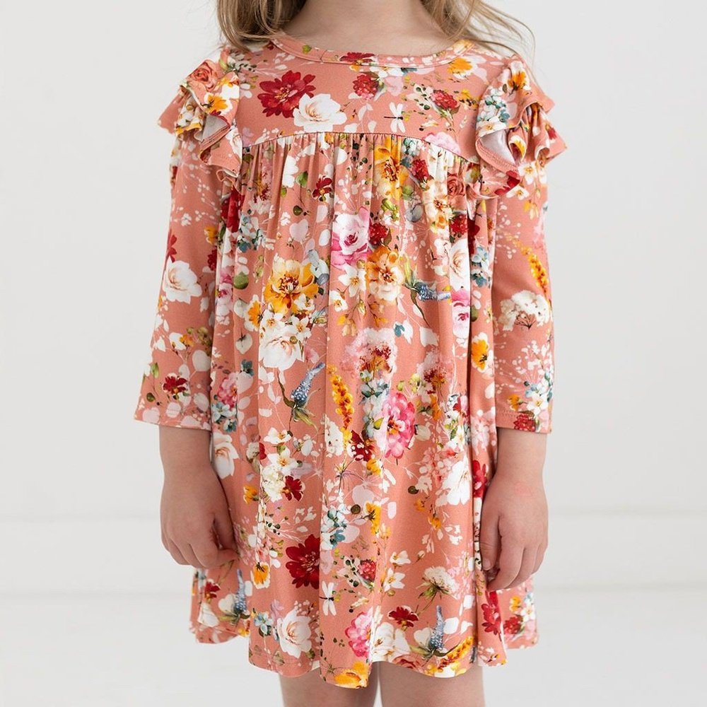 Posh Peanut Celia 3/4 Sleeve Flutter Dress