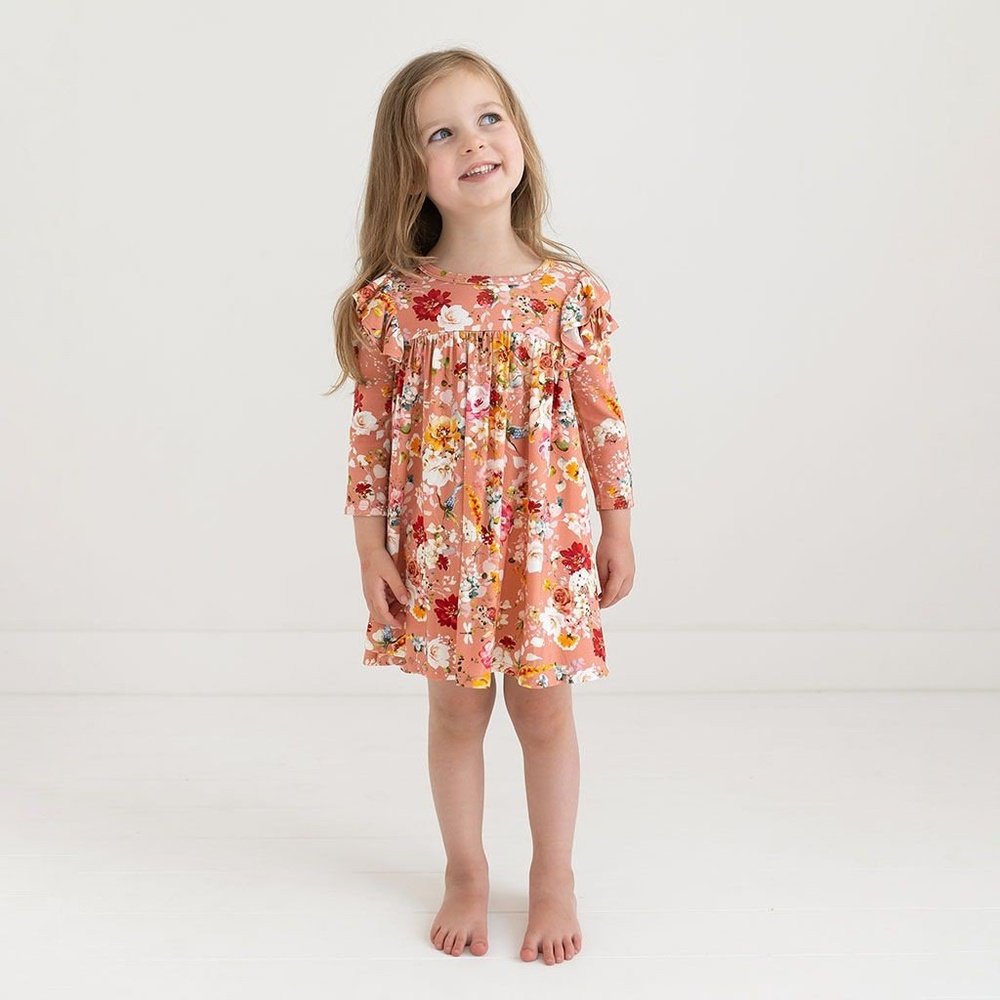 Posh Peanut Celia 3/4 Sleeve Flutter Dress