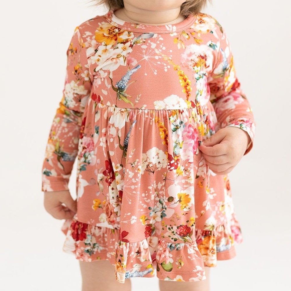 Not specifiedPosh Peanut Celia Long Sleeve Ruffled Bodysuit DressBabysupermarket