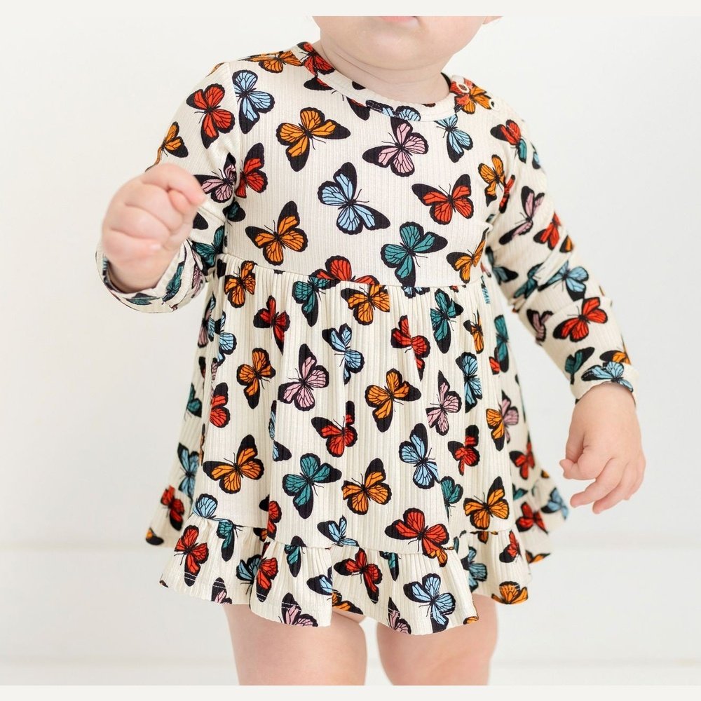 Posh Peanut Larisa Long Sleeve Ruffled Bodysuit Dress