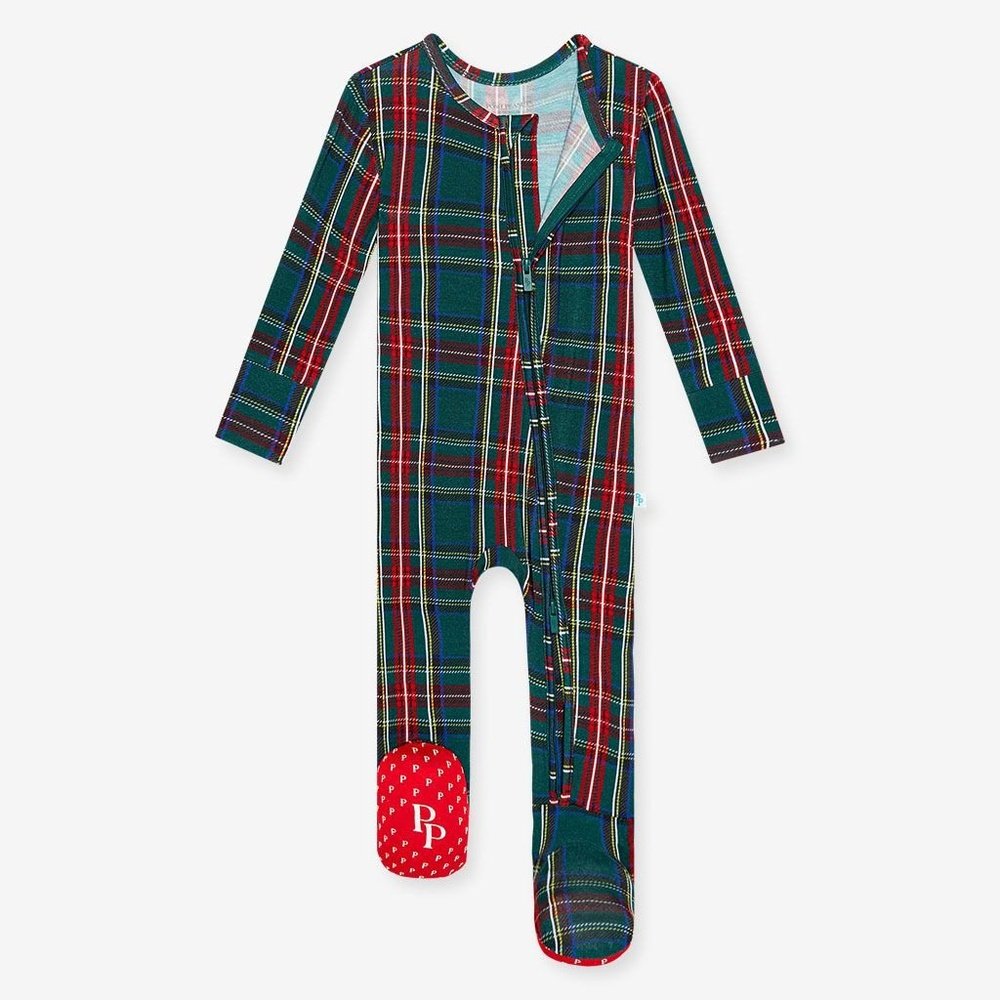 Posh Peanut Tartan Plaid Zippered Footie