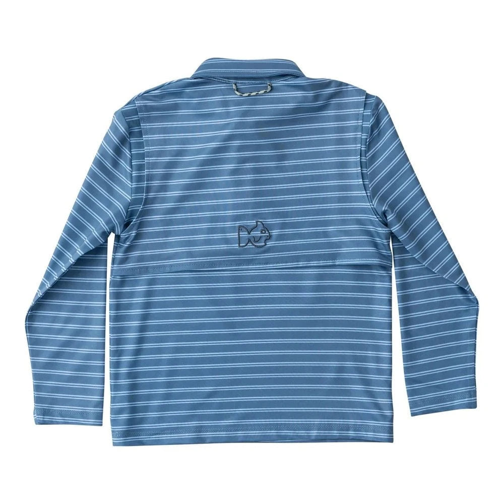 ProdohPRODOH Boys' Long Sleeve Pro Performance Polo in Bluefin and Powder Blue StripeBabysupermarket