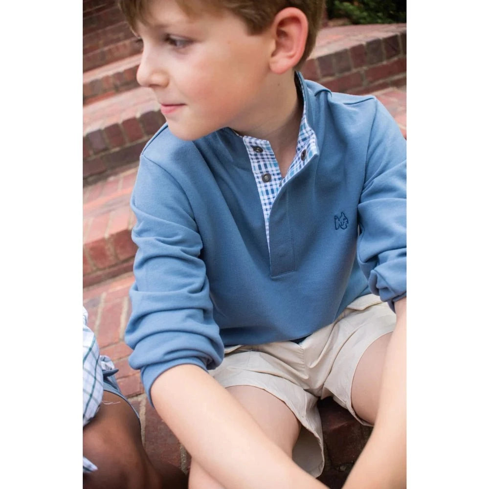 Prodoh Toddler PRODOH Sporty Snap Pullover in Bluefin Blue