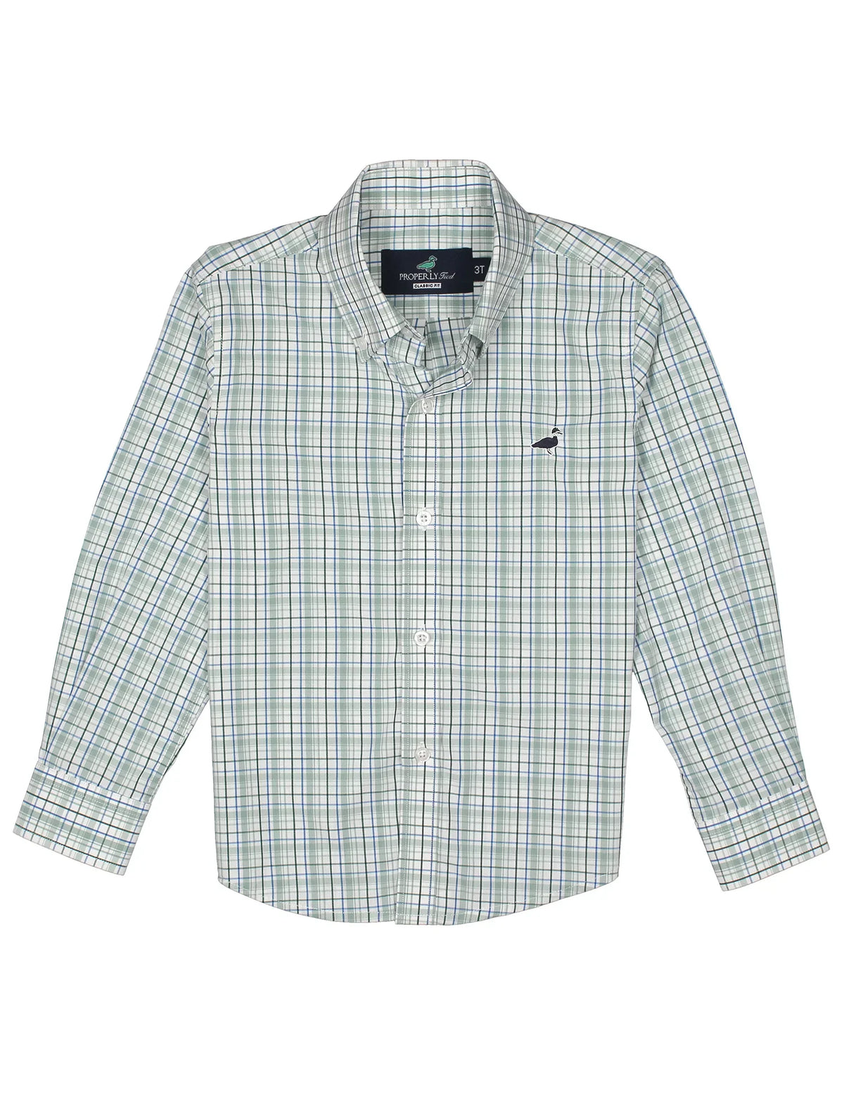 Properly Tied Boys Apparel / Shirts / Kids Sage Stream / 4 Toddler Properly Tied Boys Seasonal Sportshirt - Sage Stream