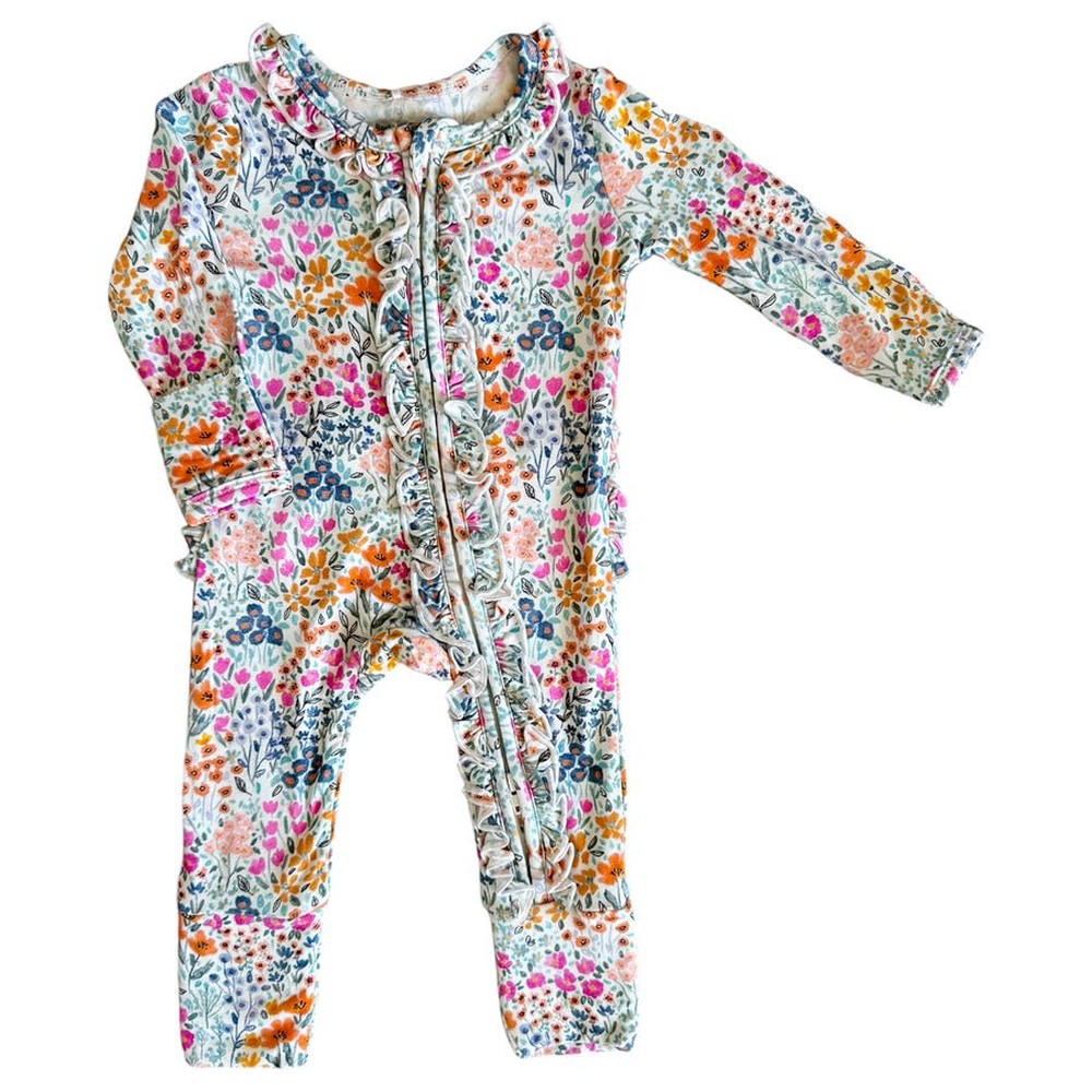 Rockin Royalty Mayze Mini Floral Zip Footie babysupermarket