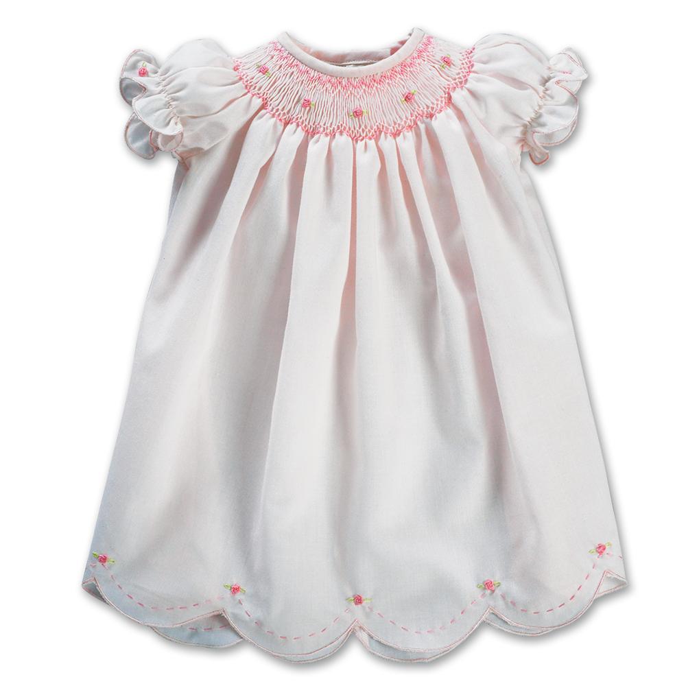 Rosalina Baby Pink Smocked Scallop Daygown