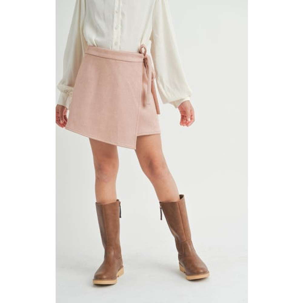 Sadie & Sage Tween Small / Rose Pink Sadie & Sage Tween Entertainer Faux Suede Skort