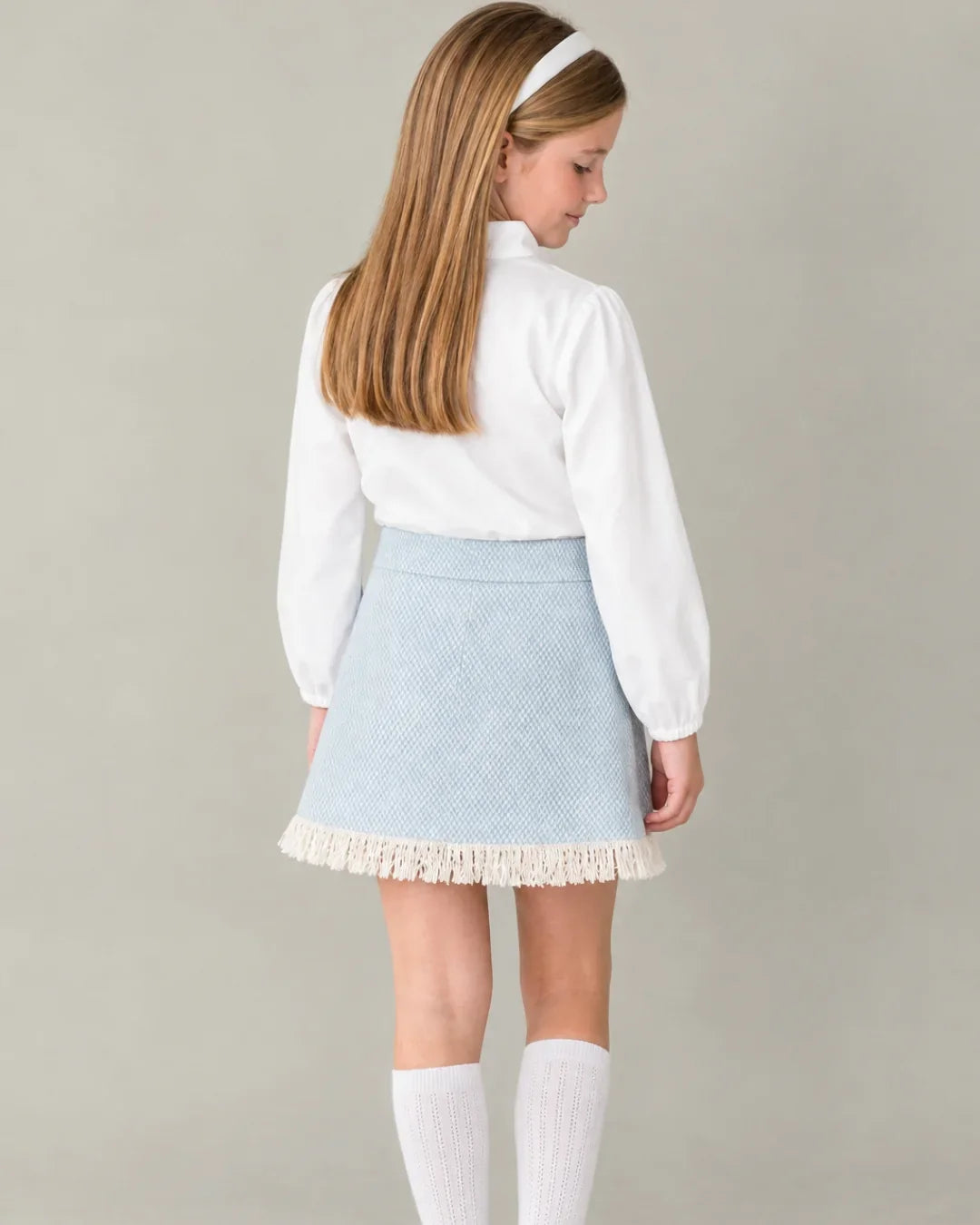 Lullaby Set Girls Play Sets Set Proper Kensington Fringe Skirt - Blue River Tweed