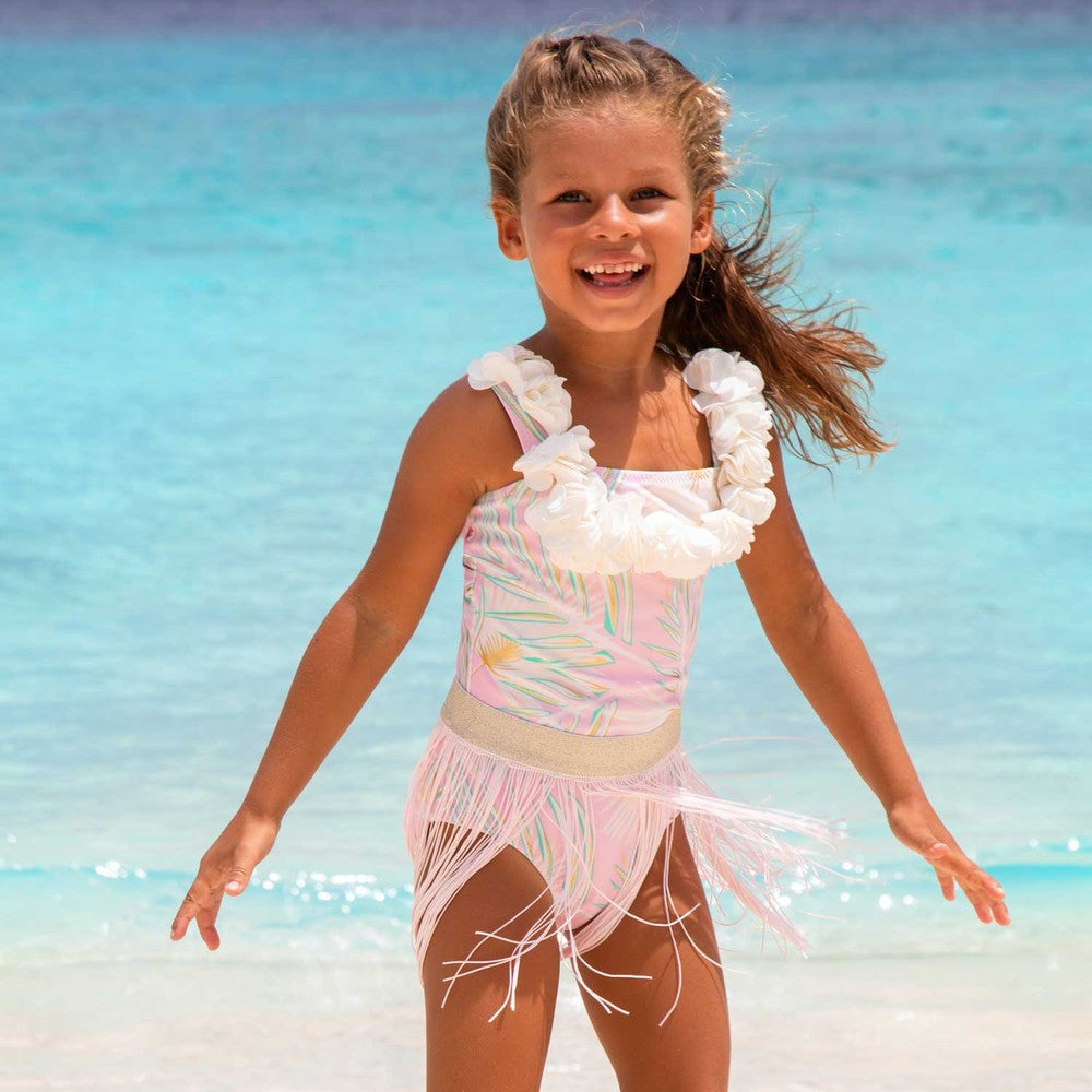 Shade Critters Girls One Piece & Skirt Swimsuit - Metal Hula Pink & Green babysupermarket
