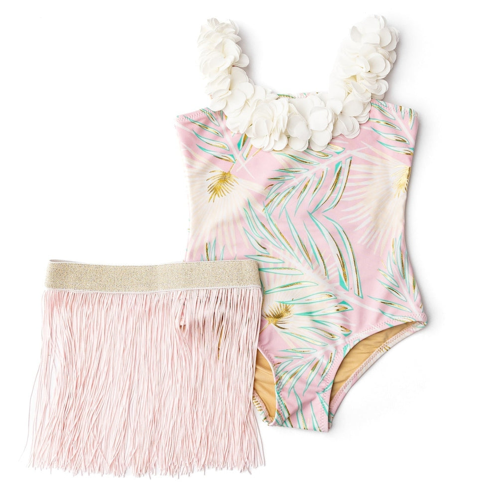 Shade Critters Girls One Piece & Skirt Swimsuit - Metal Hula Pink & Green babysupermarket