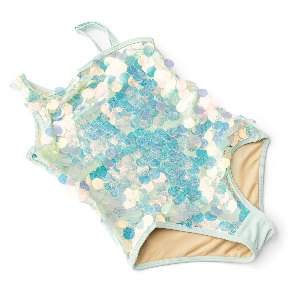 Shade Critters Girls One Shoulder Mint Paillettes Swimsuit babysupermarket