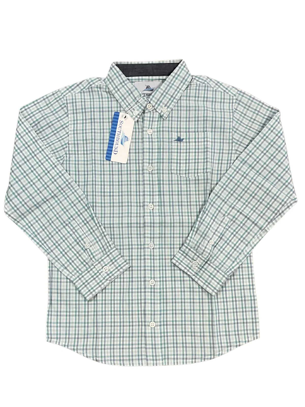 Southbound Boys Shirts Aqua/Blue/Brown / 5 Southbound Boys Long Sleeve Dress Shirt - Aqua/Blue/Brown Check