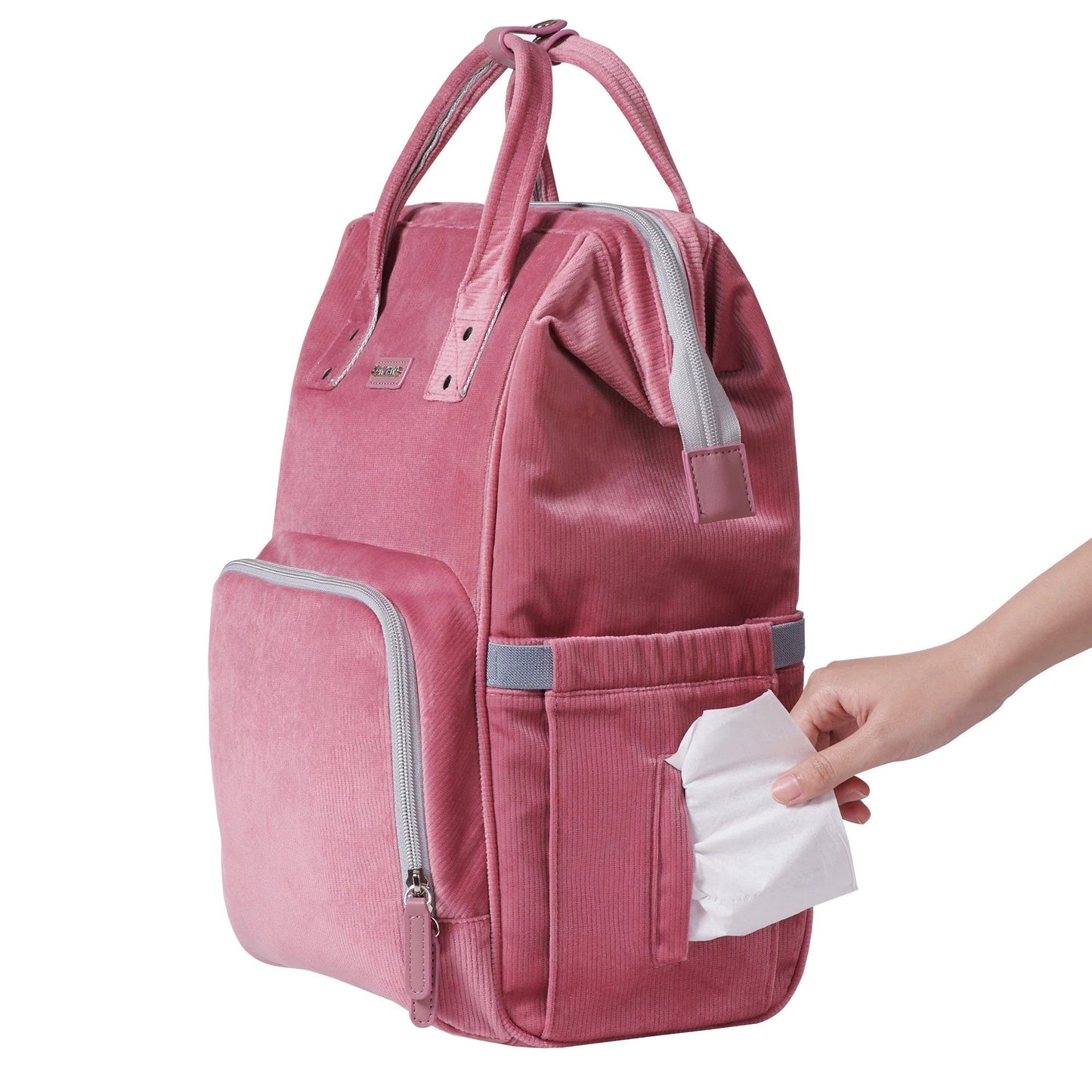 Sunveno Corduroy Diaper Backpack Pink