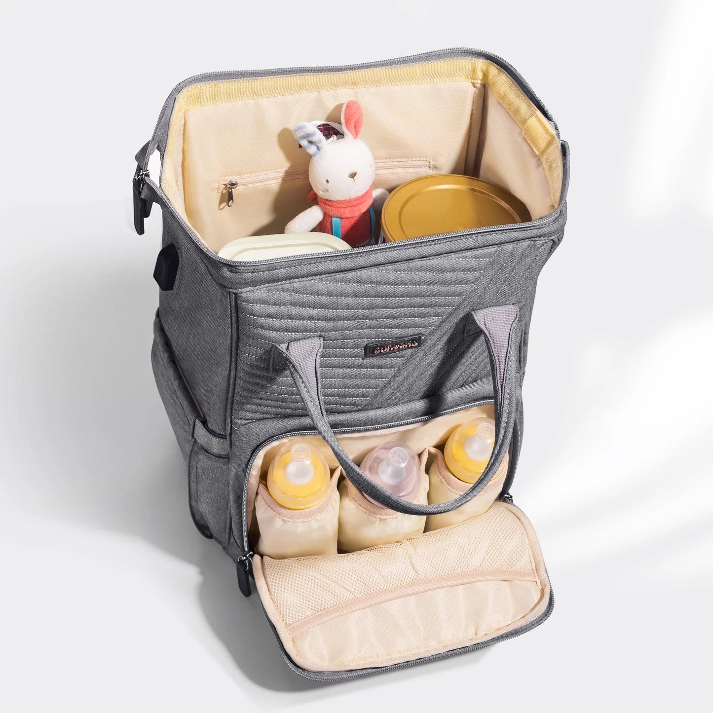 Sunveno Quilted Diaper Bag Backpack Gray